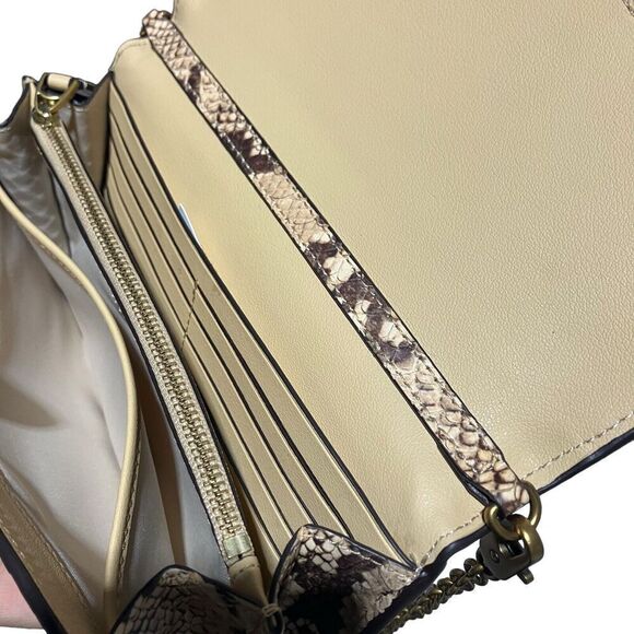 Lauren Ralph Lauren Snakeskin Animal Print Adair Crossbody Compact Wallet Luxury - Picture 9 of 15